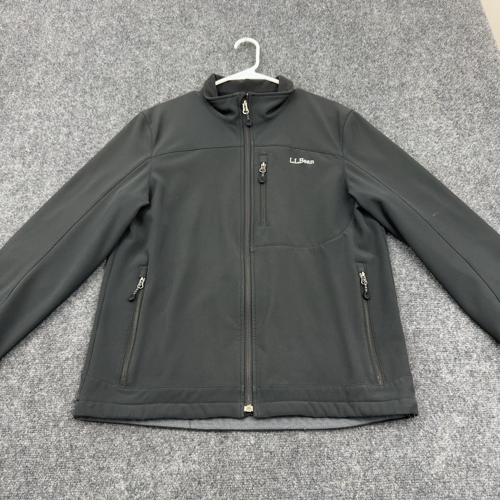 LL Bean Jacket Mens M Black Polyester Spandex Softshell Mock Neck Gorpcore